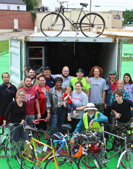 Mayor Tyler at the Bike Container