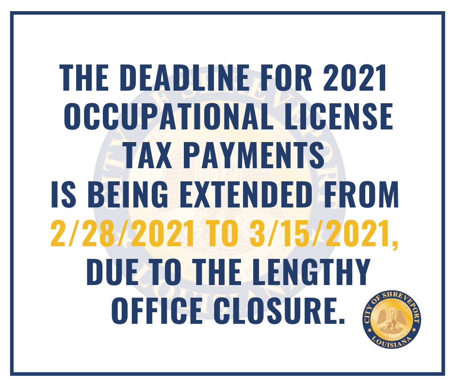 Occupational Tax License Payment Extension